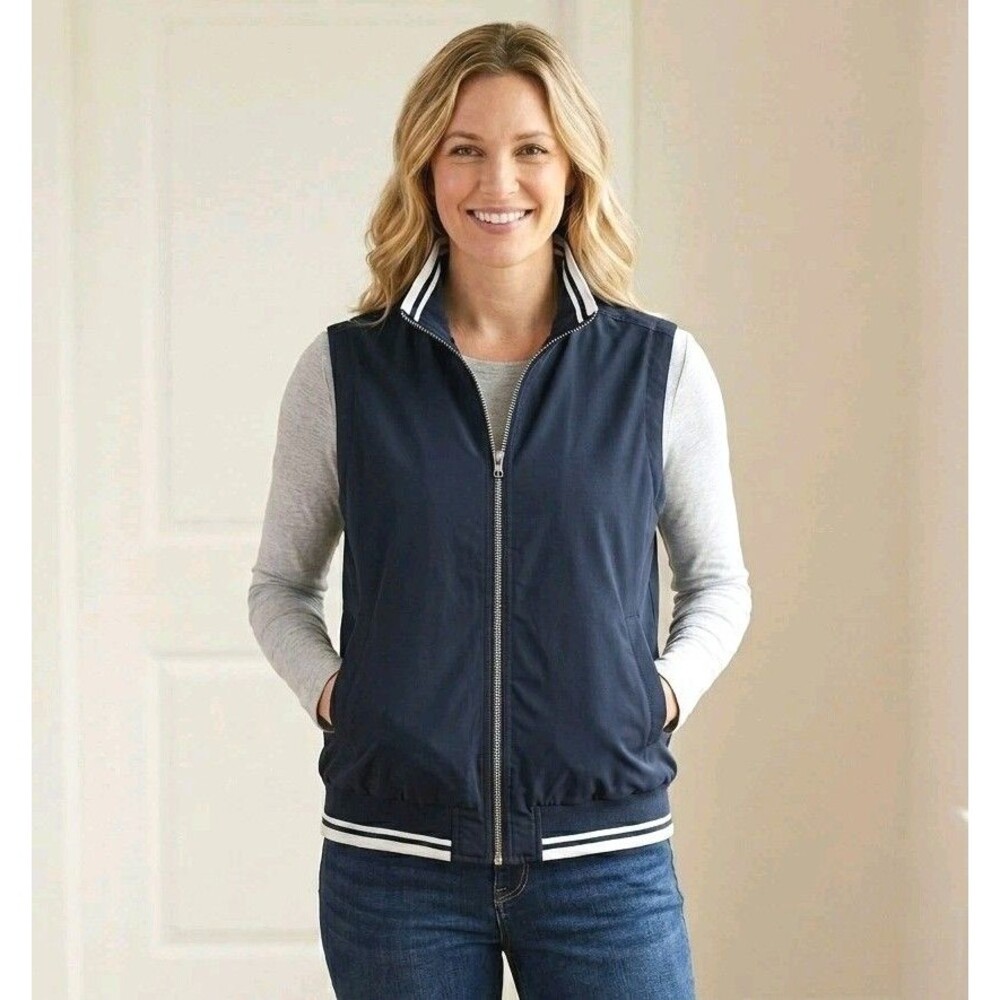 Cutter & Buck Women's Vest Dark Navy Blue Full Zip ClimaGuard Activewear